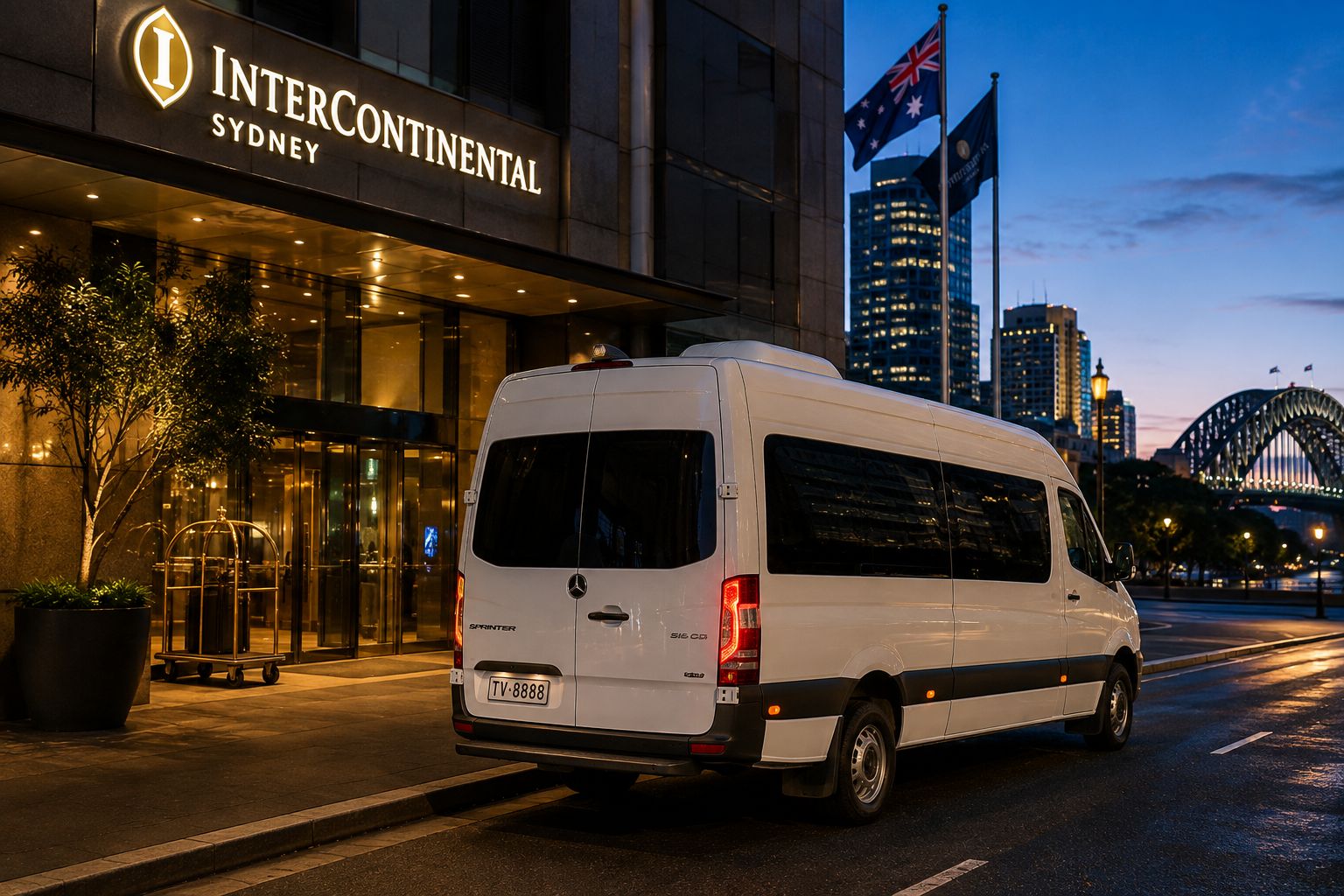Minibus outside the InterContinental Sydney